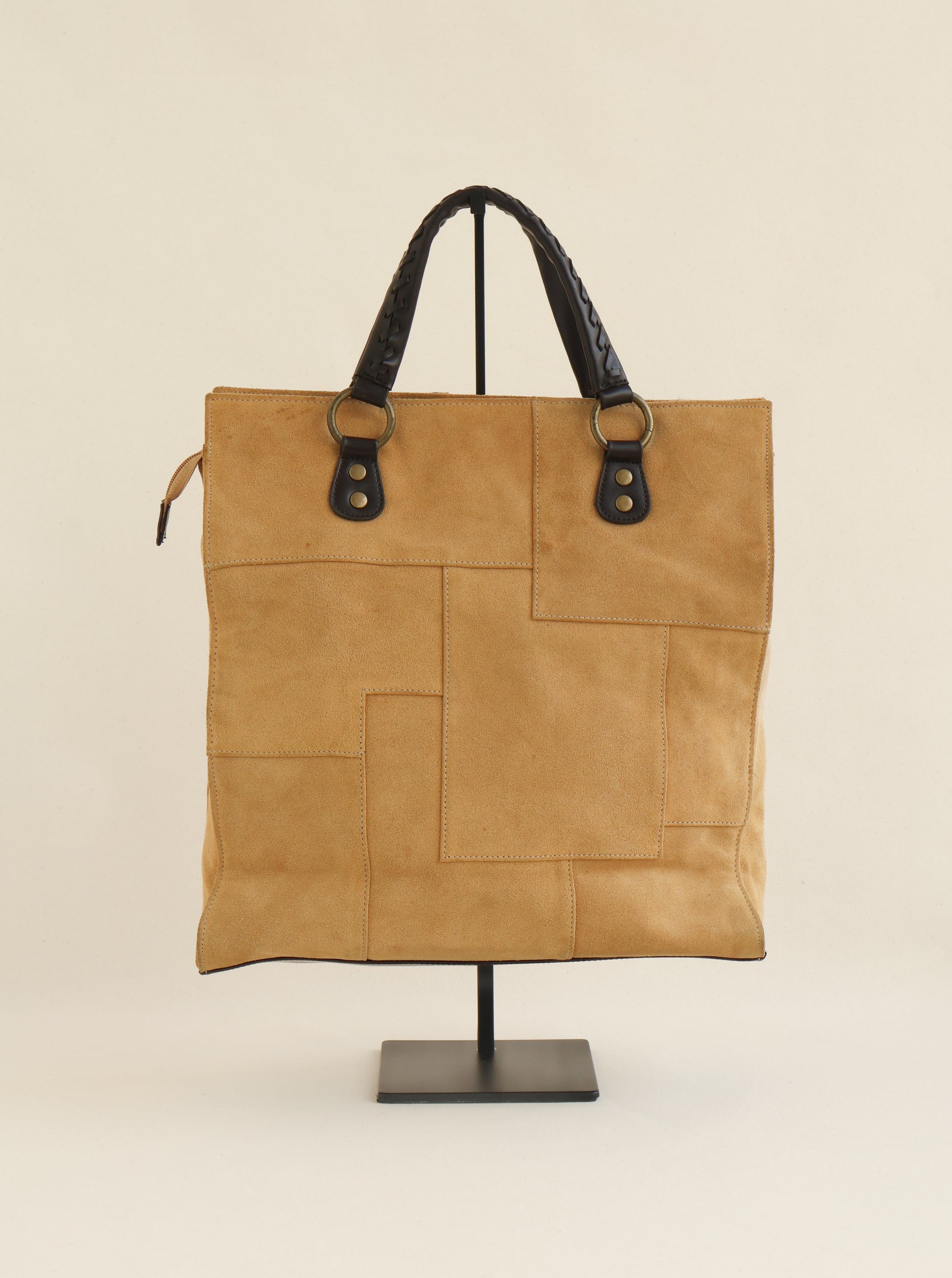 Vintage Tan Suede Patchwork Tote