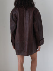 Vintage Brown Leather Chore Coat