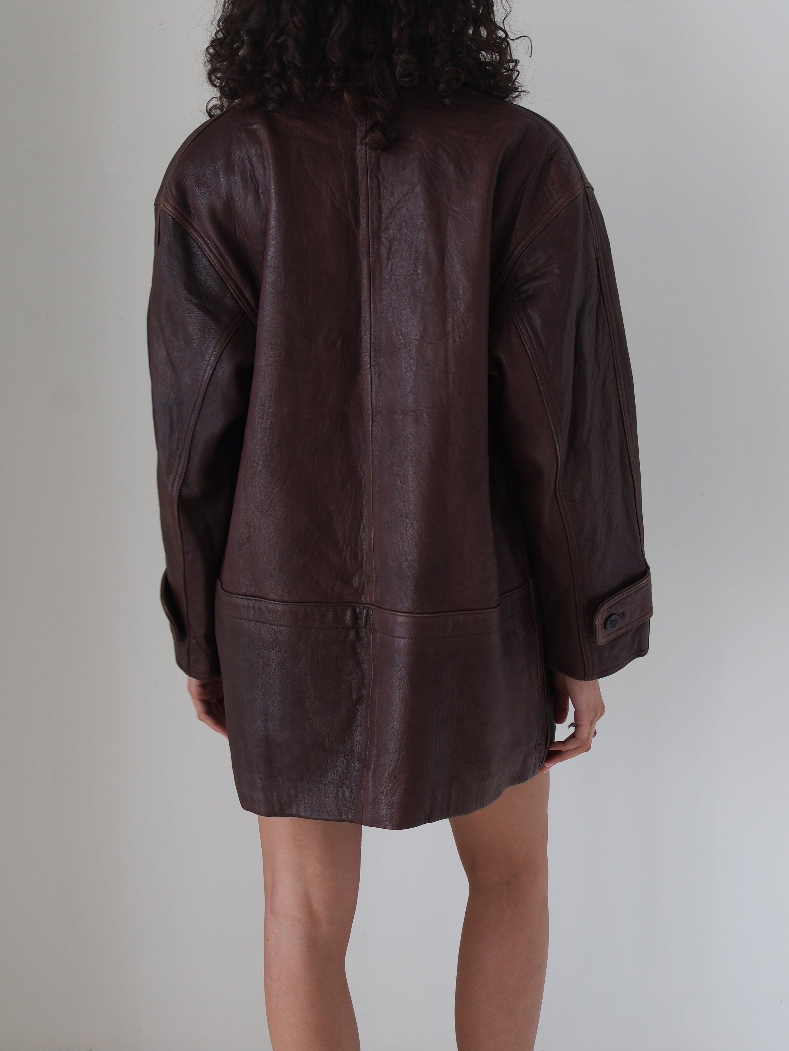 Vintage Brown Leather Chore Coat