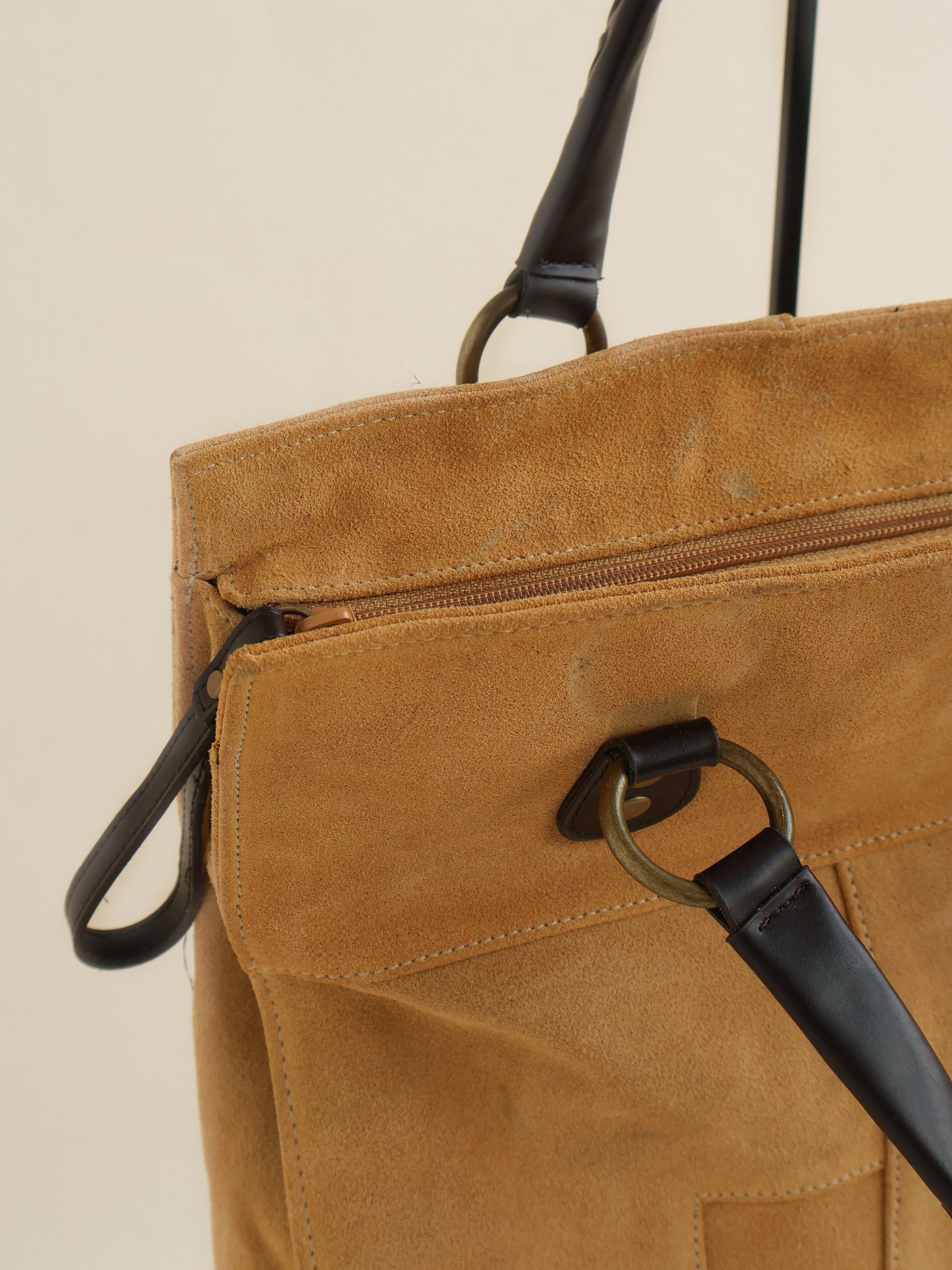 Vintage Tan Suede Patchwork Tote