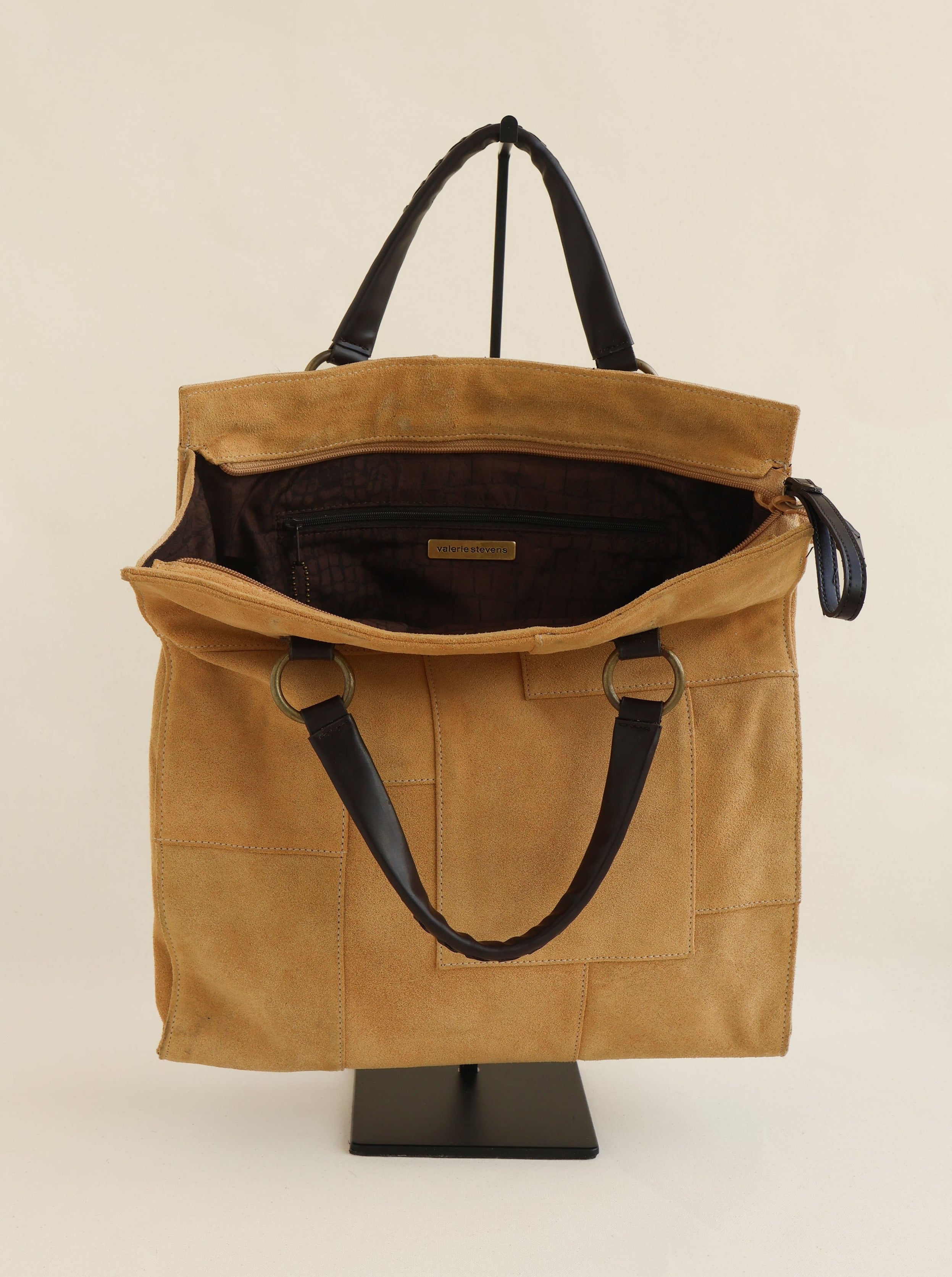 Vintage Tan Suede Patchwork Tote