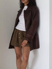 Vintage Brown Leather Chore Coat