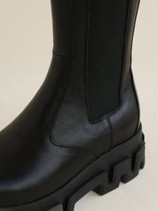 Alohas Anastasia Black Leather Ankle Boots