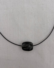 Nuri Studios Black Ridged Glass Oval Necklace