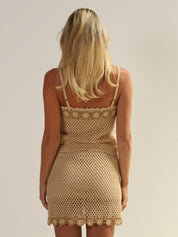 Vintage Sand Crochet Skirt + Tank Set