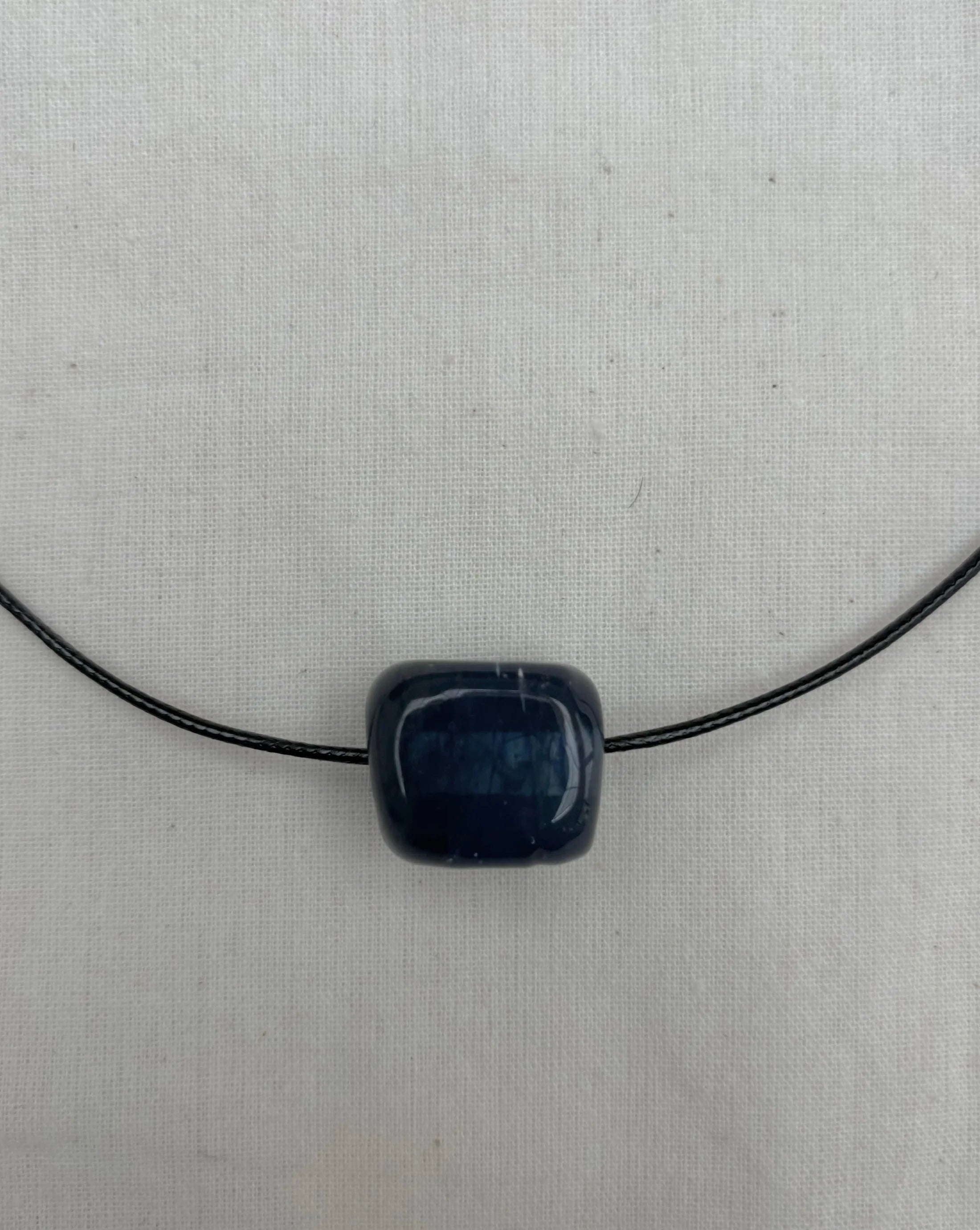 Nuri Studios Blue Glass Cube Necklace