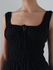 Black Eyelet Cotton Mini Dress