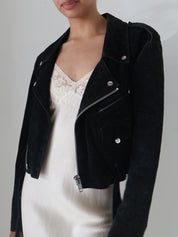 Vintage Black Suede Moto Jacket