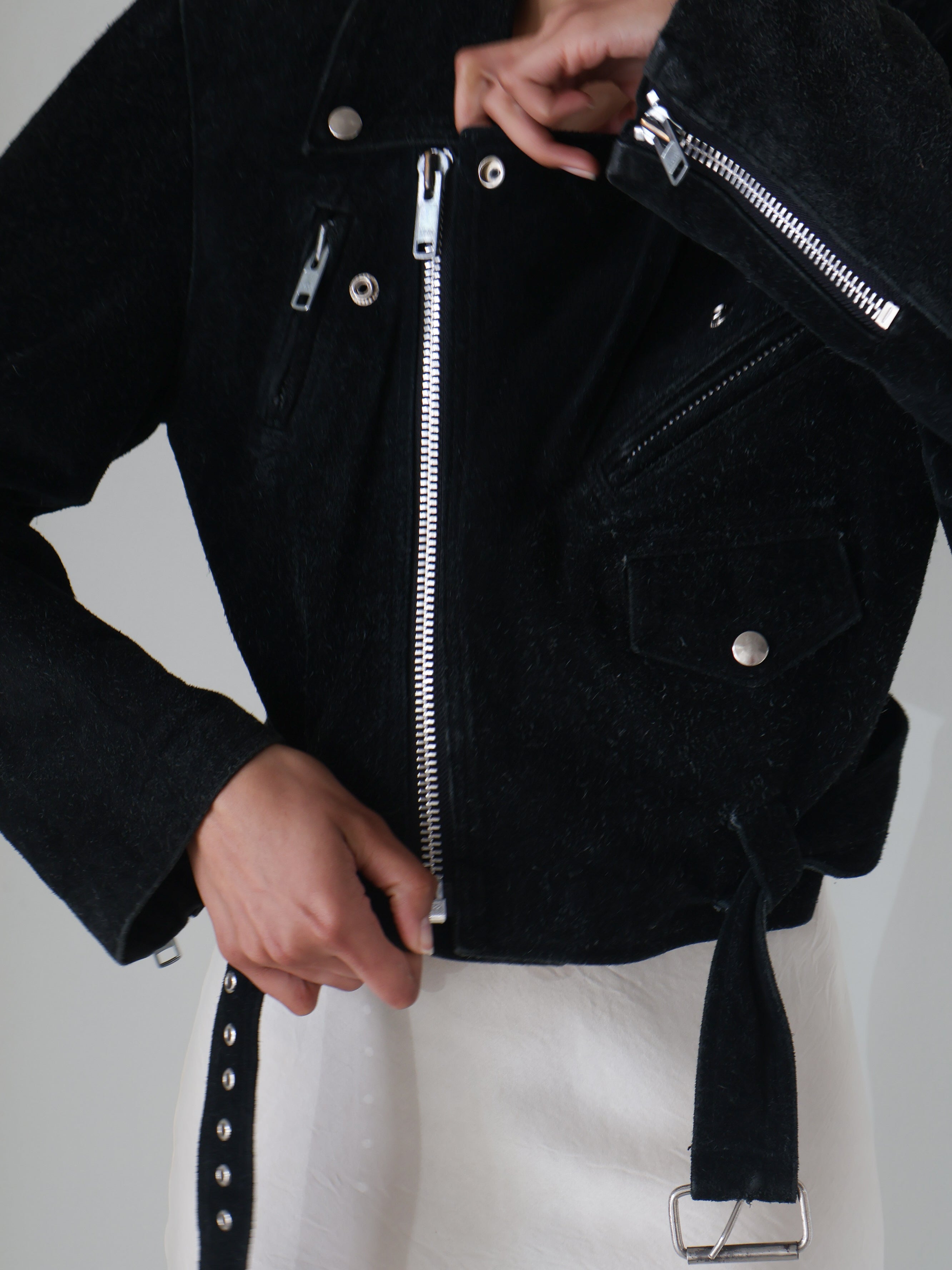 Vintage Black Suede Moto Jacket