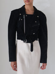 Vintage Black Suede Moto Jacket