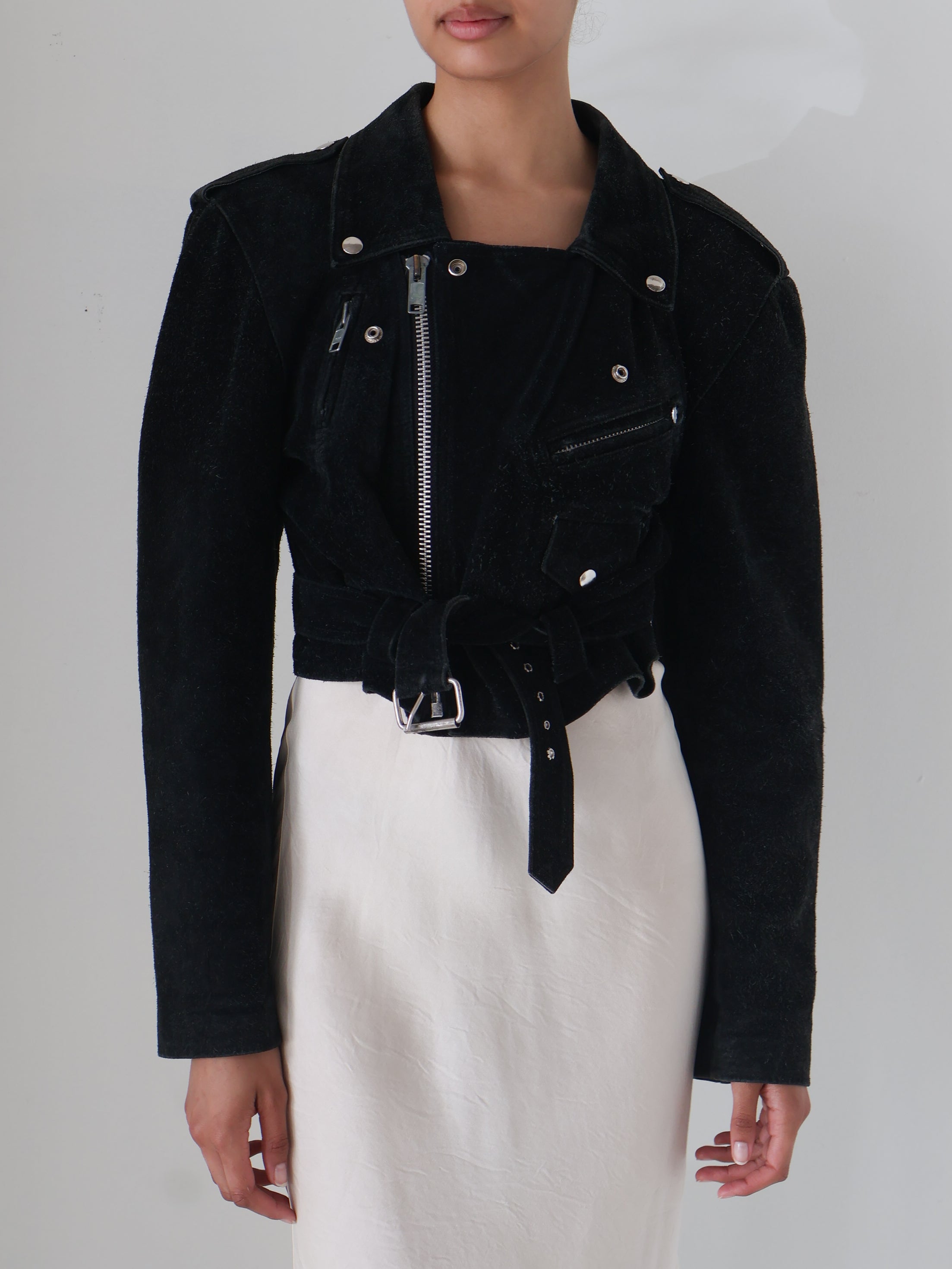 Vintage Black Suede Moto Jacket