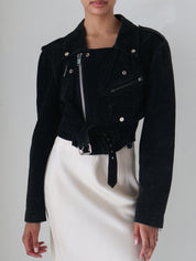 Vintage Black Suede Moto Jacket