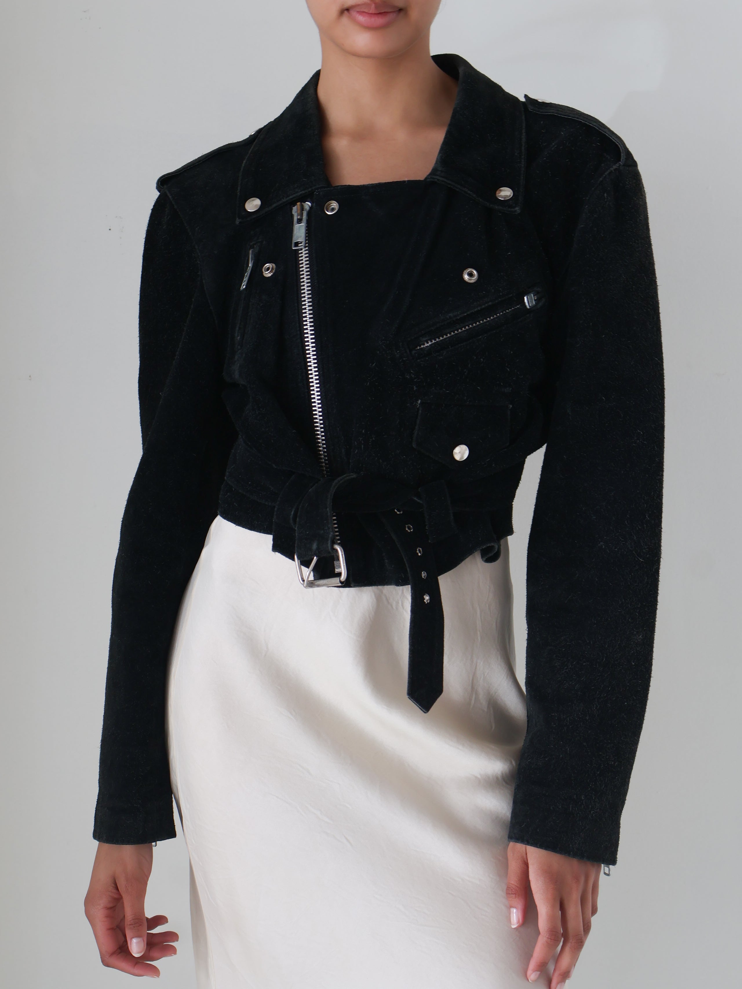 Vintage Black Suede Moto Jacket