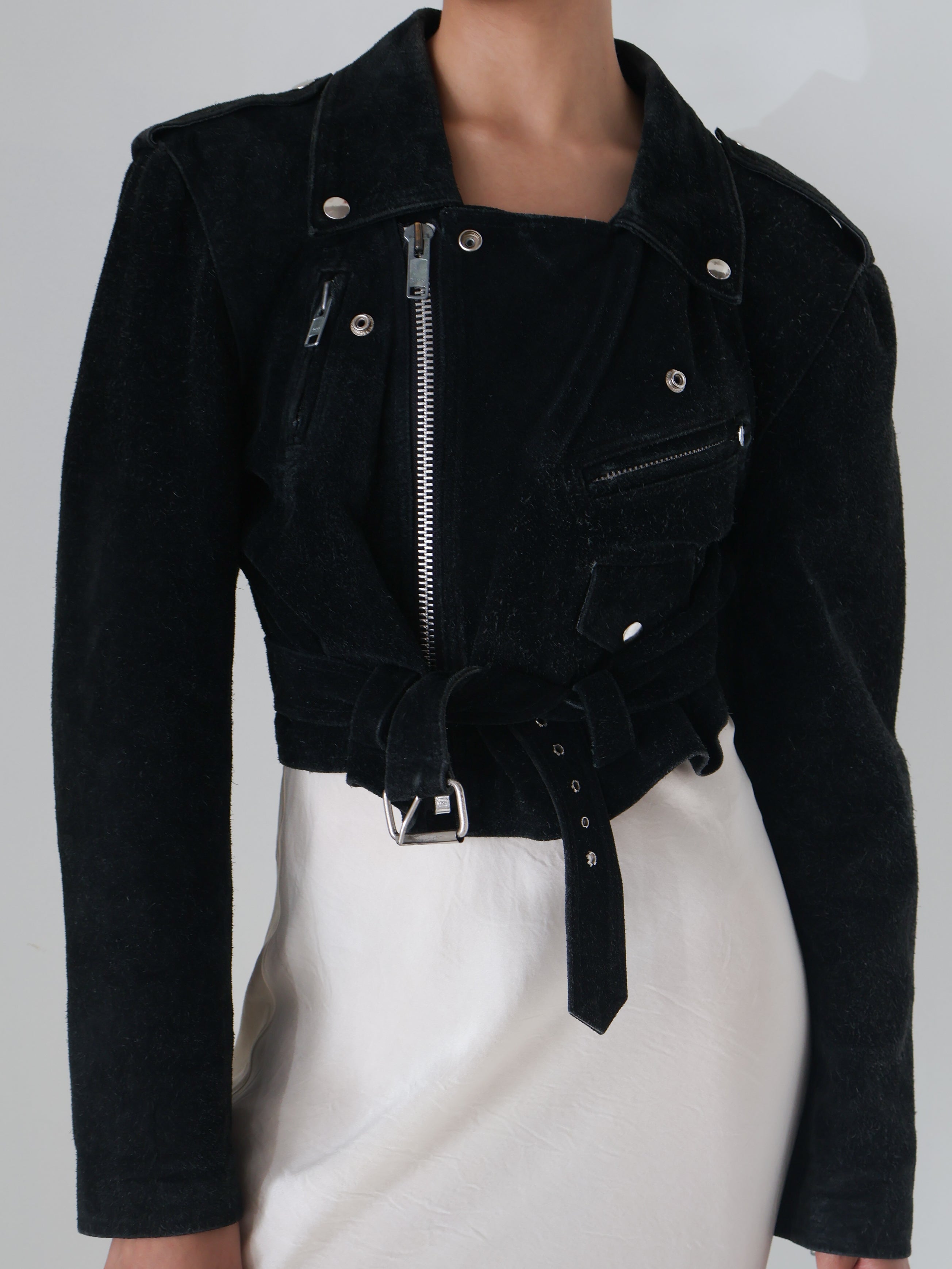 Vintage Black Suede Moto Jacket