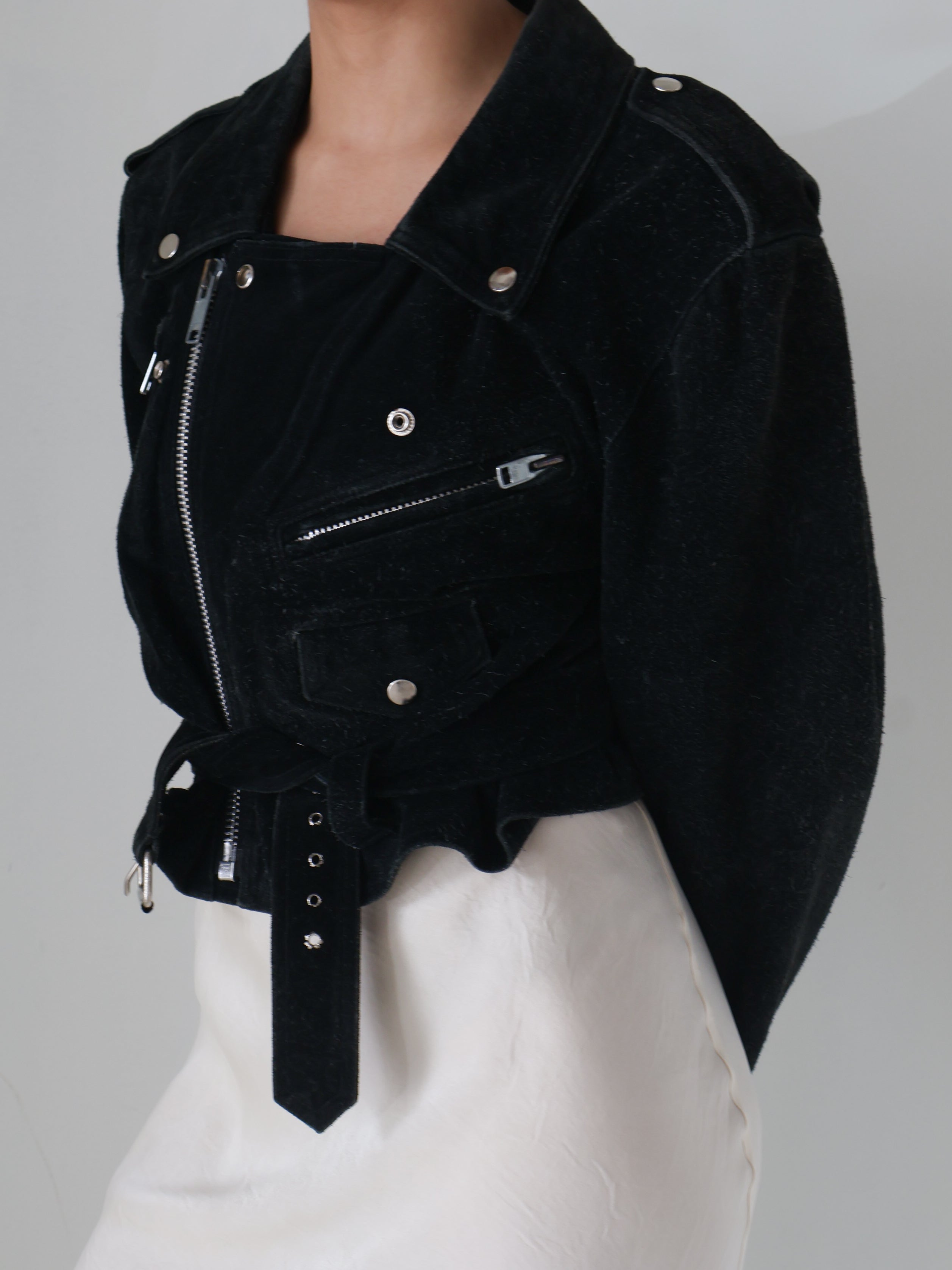 Vintage Black Suede Moto Jacket