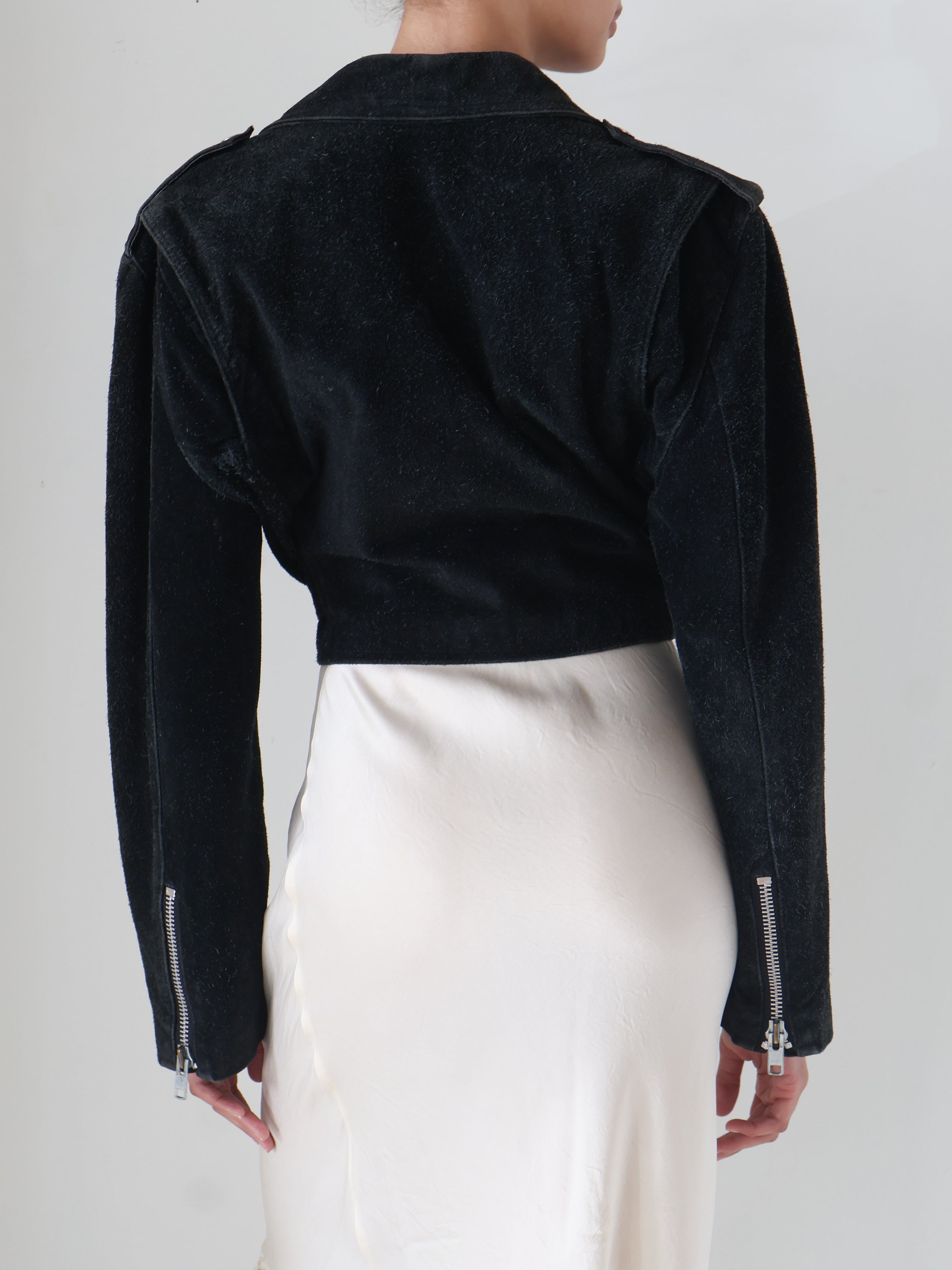 Vintage Black Suede Moto Jacket