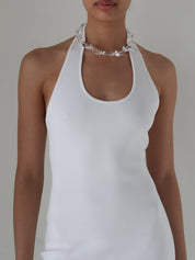White Knit Tamia Halter Dress
