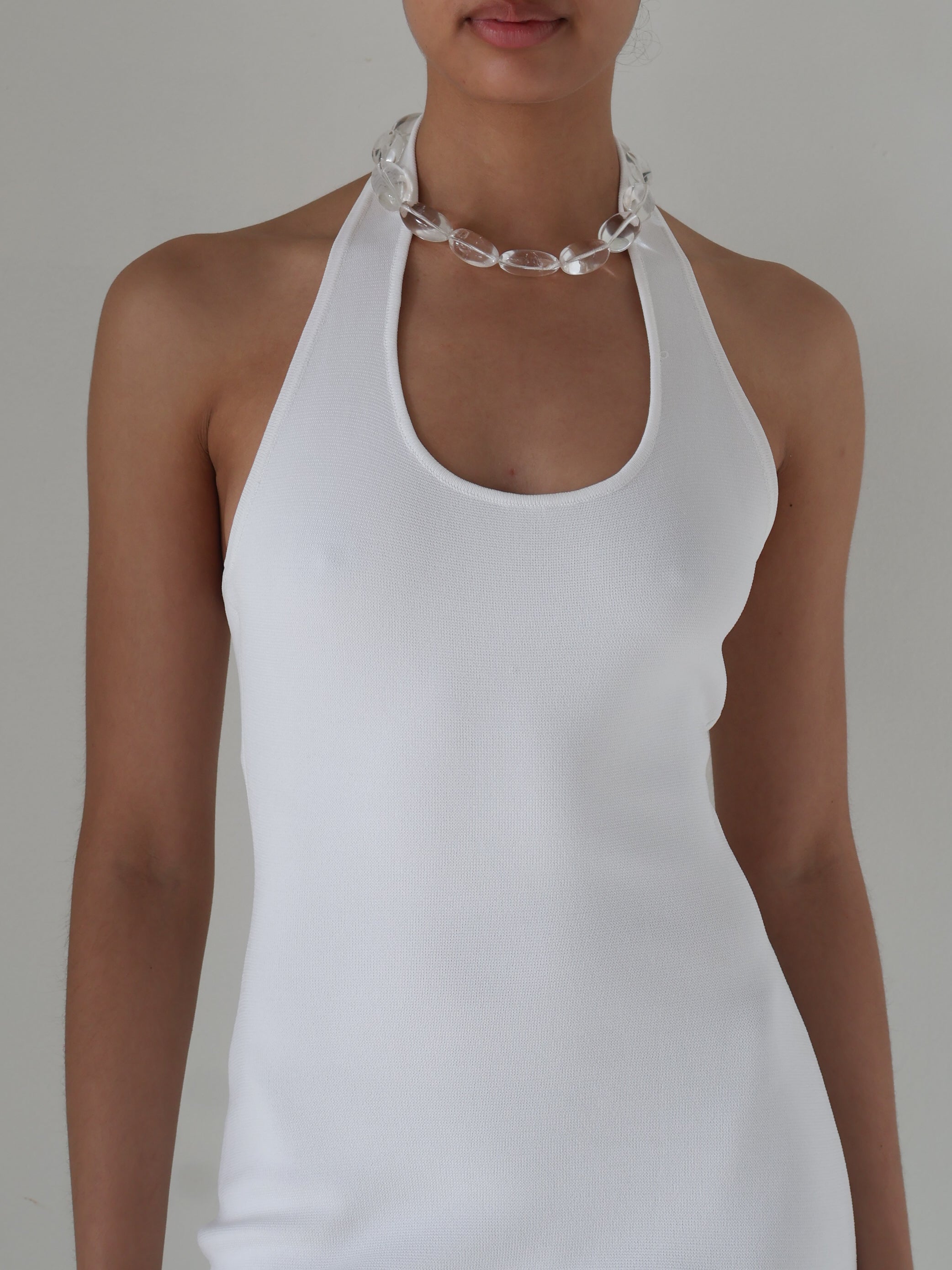 White Knit Tamia Halter Dress