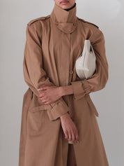 Vintage Caramel Belted Trench