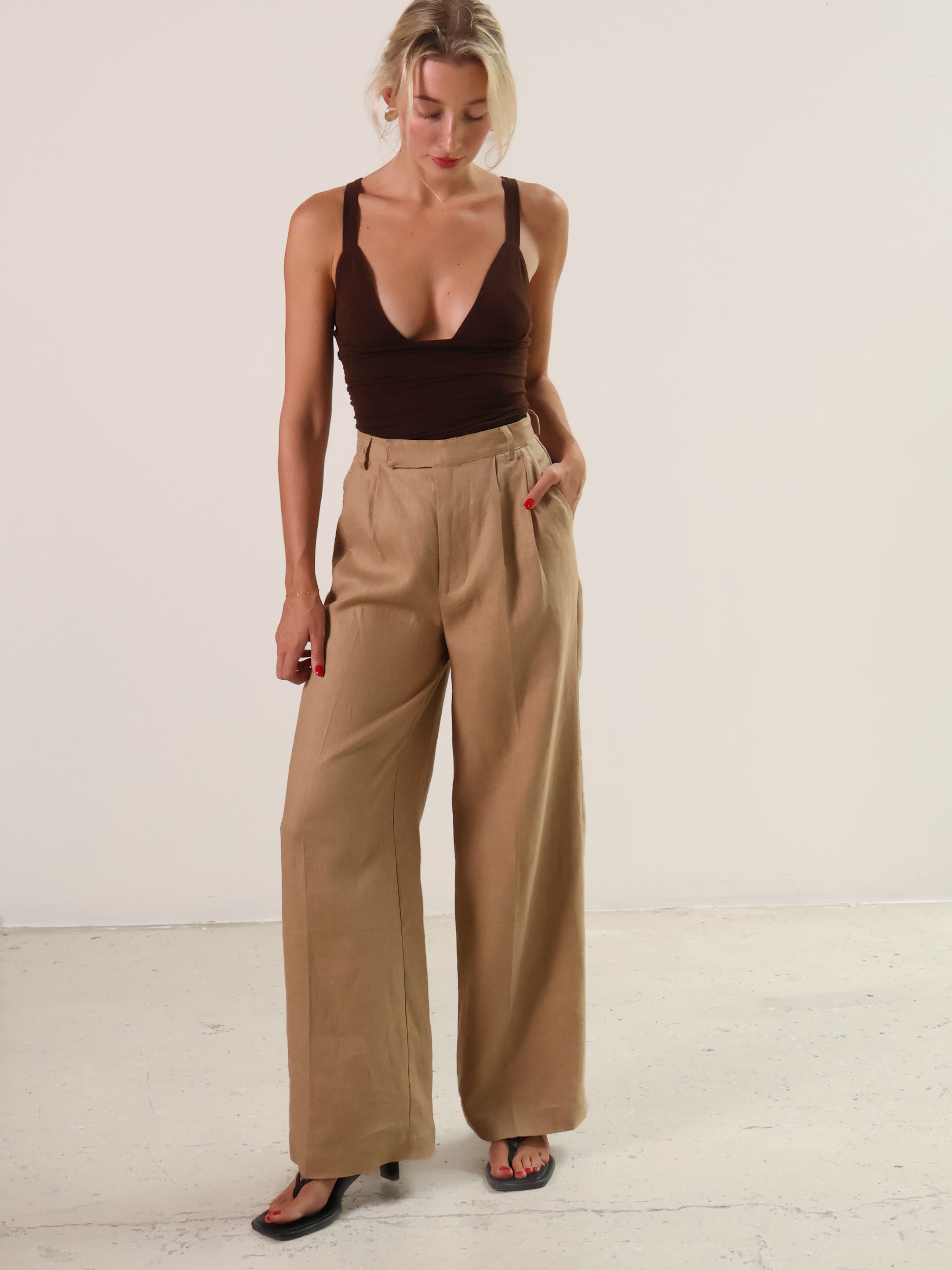 Khaki Wide Leg Milani Pants