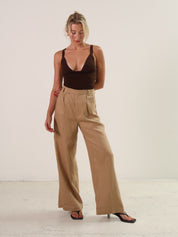 Khaki Wide Leg Milani Pants