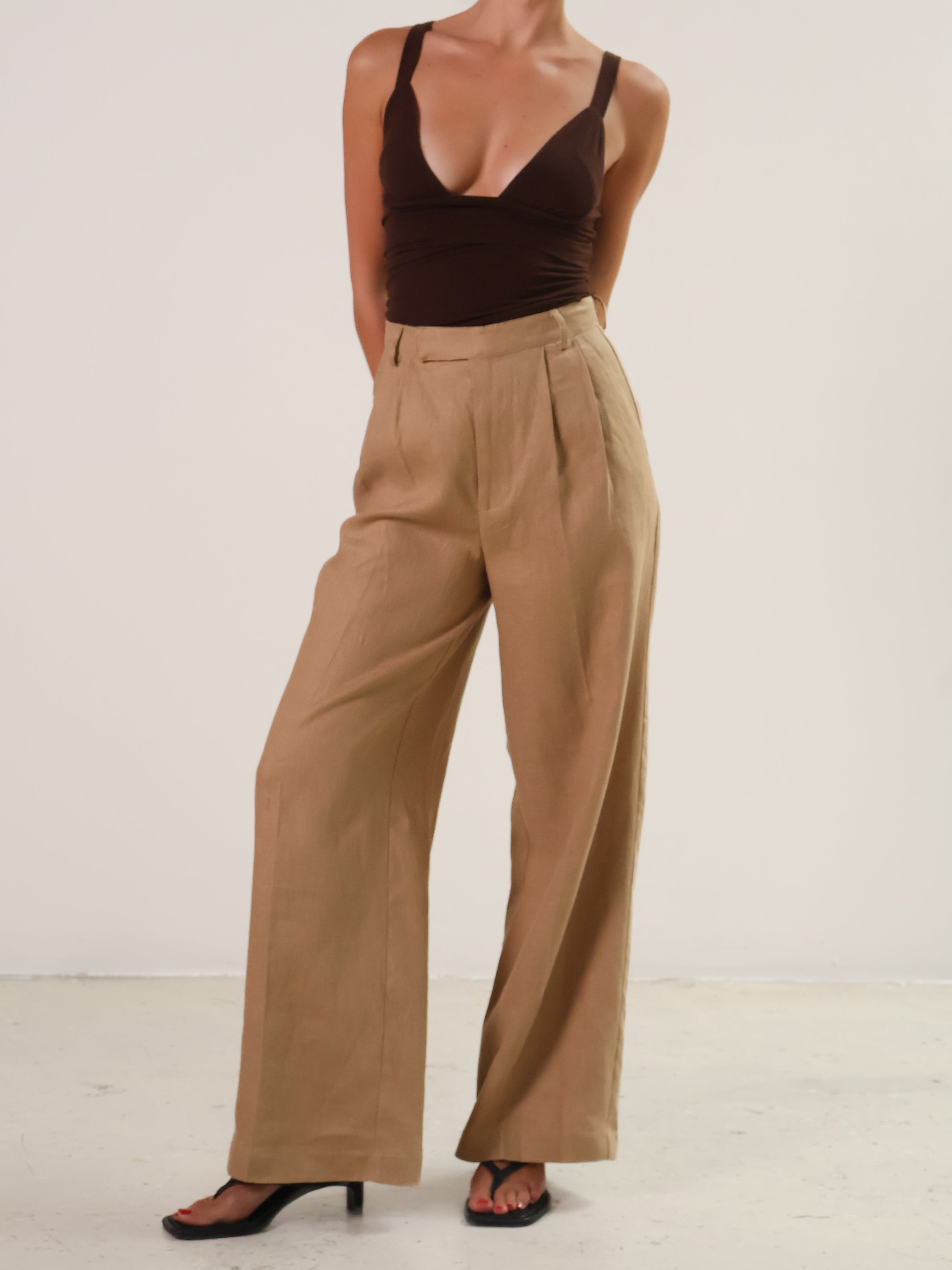 Khaki Wide Leg Milani Pants