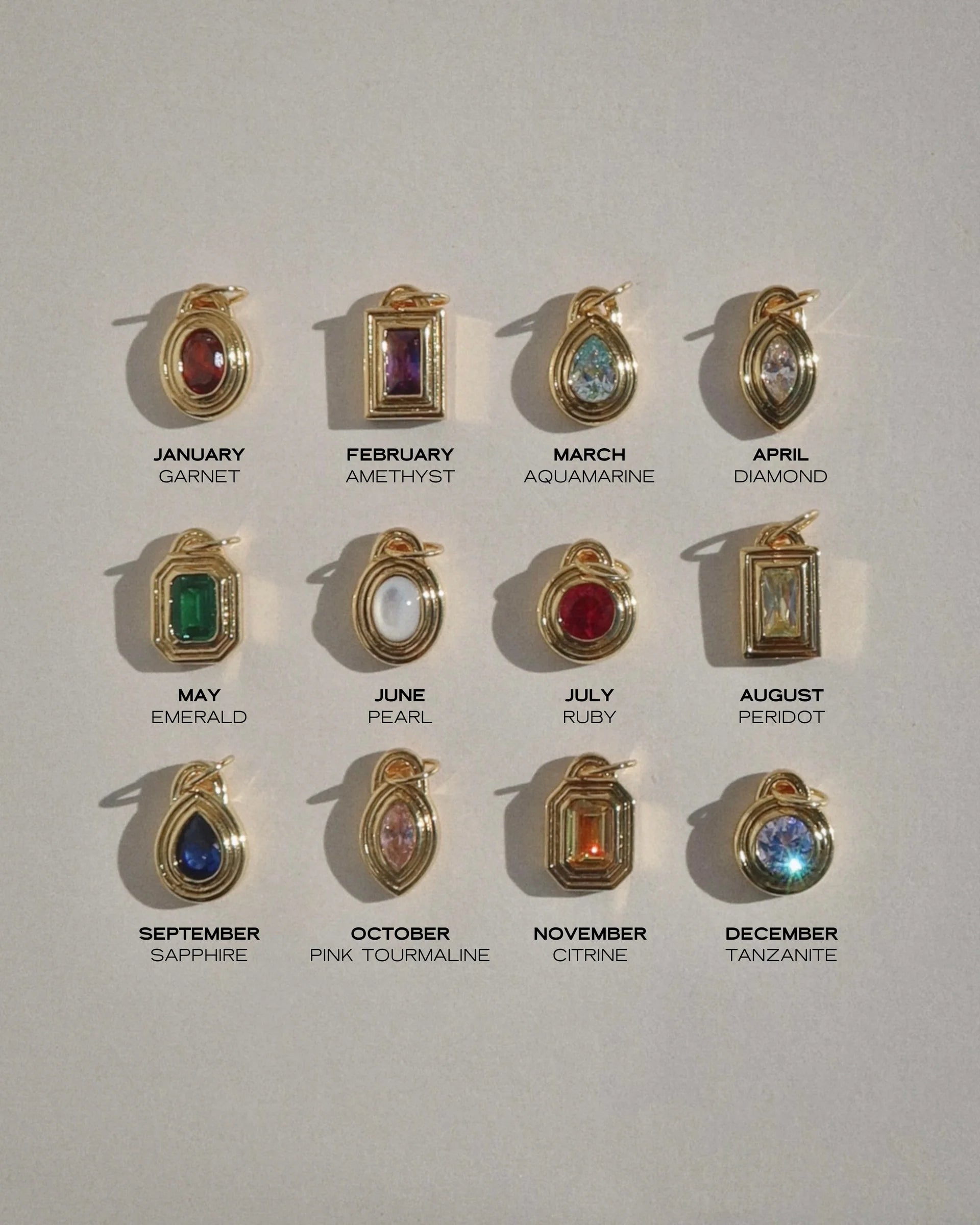 Monroe Gold Birthstone Charms