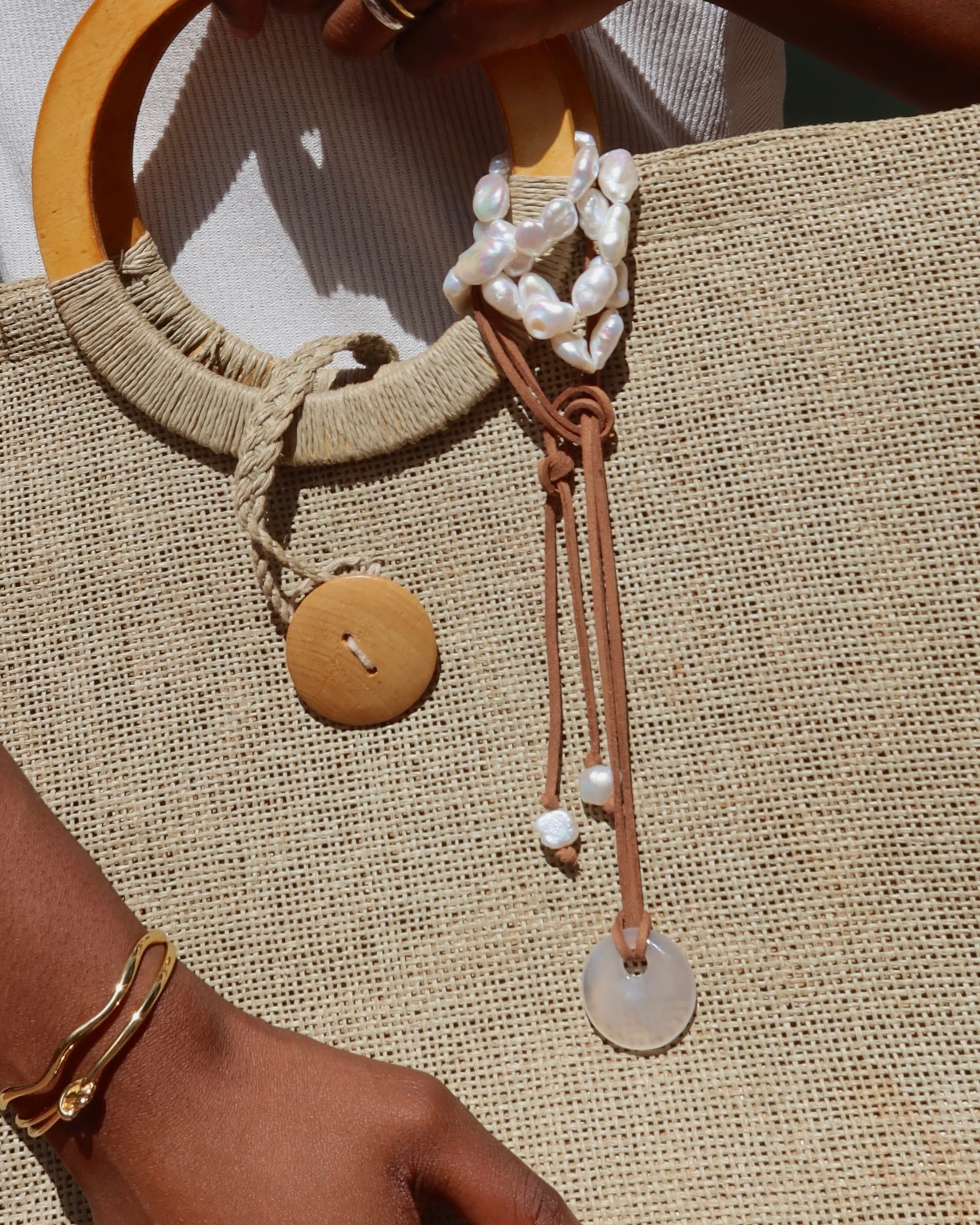 White Agate Jessa Cord Necklace