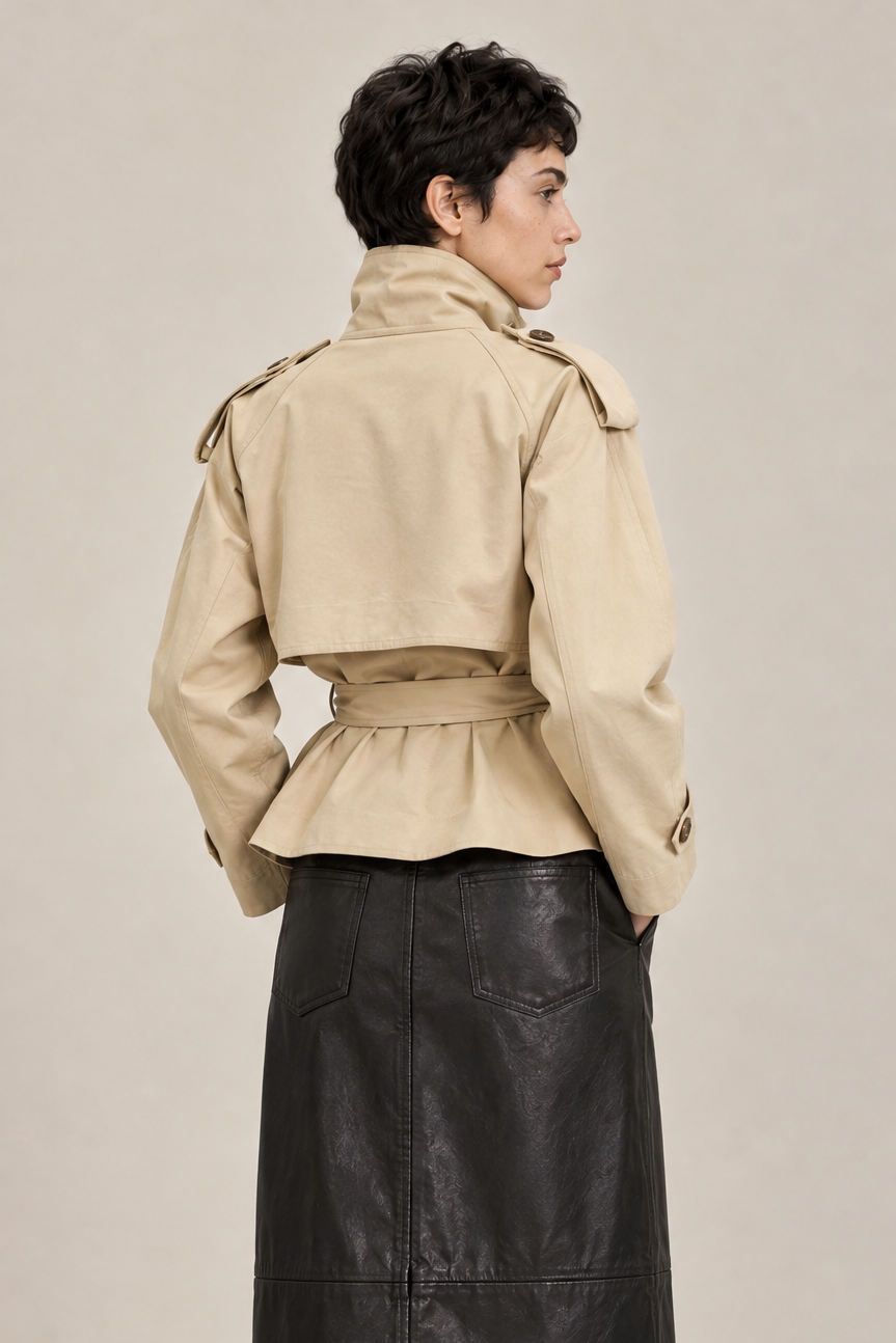 Khaki Cropped Trench Coat
