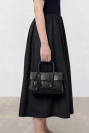 Flattered Black Leather Croco Lydia Mini Bag