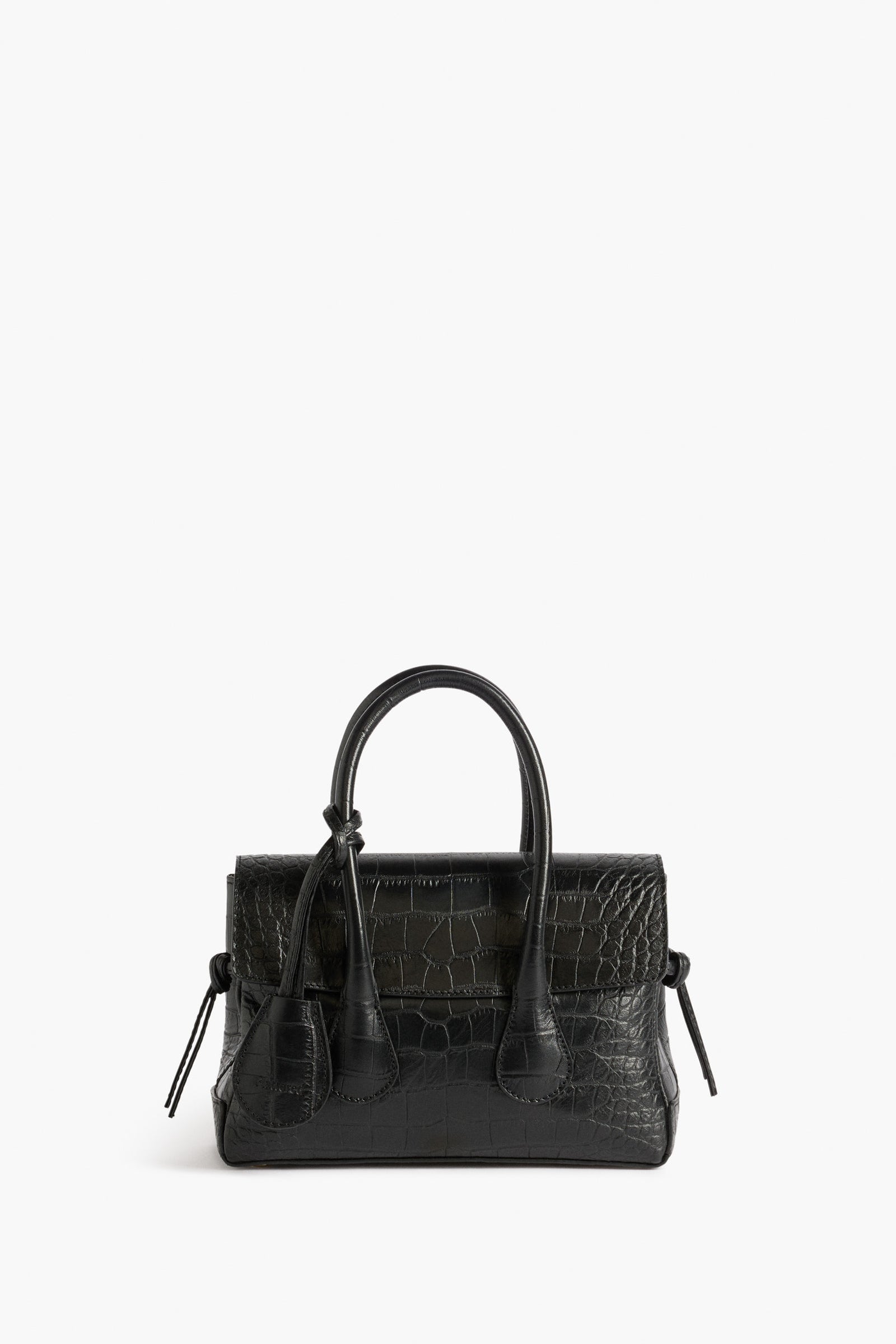 Flattered Black Leather Croco Lydia Mini Bag