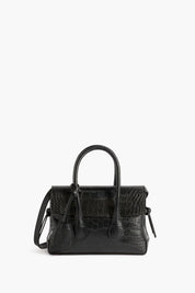 Flattered Black Leather Croco Lydia Mini Bag