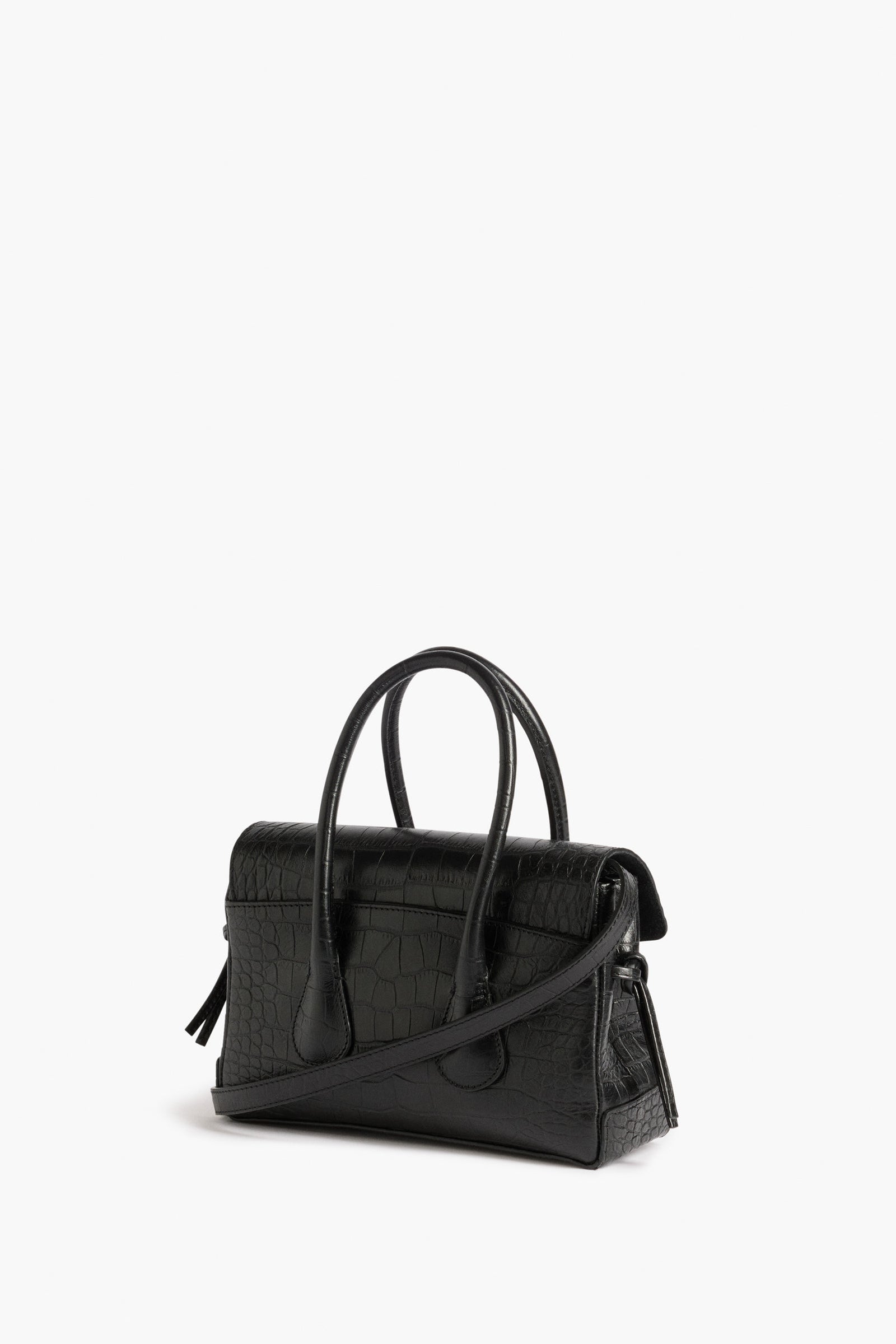 Flattered Black Leather Croco Lydia Mini Bag