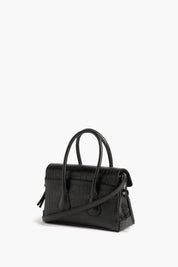 Flattered Black Leather Croco Lydia Mini Bag