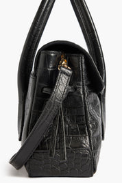 Flattered Black Leather Croco Lydia Mini Bag