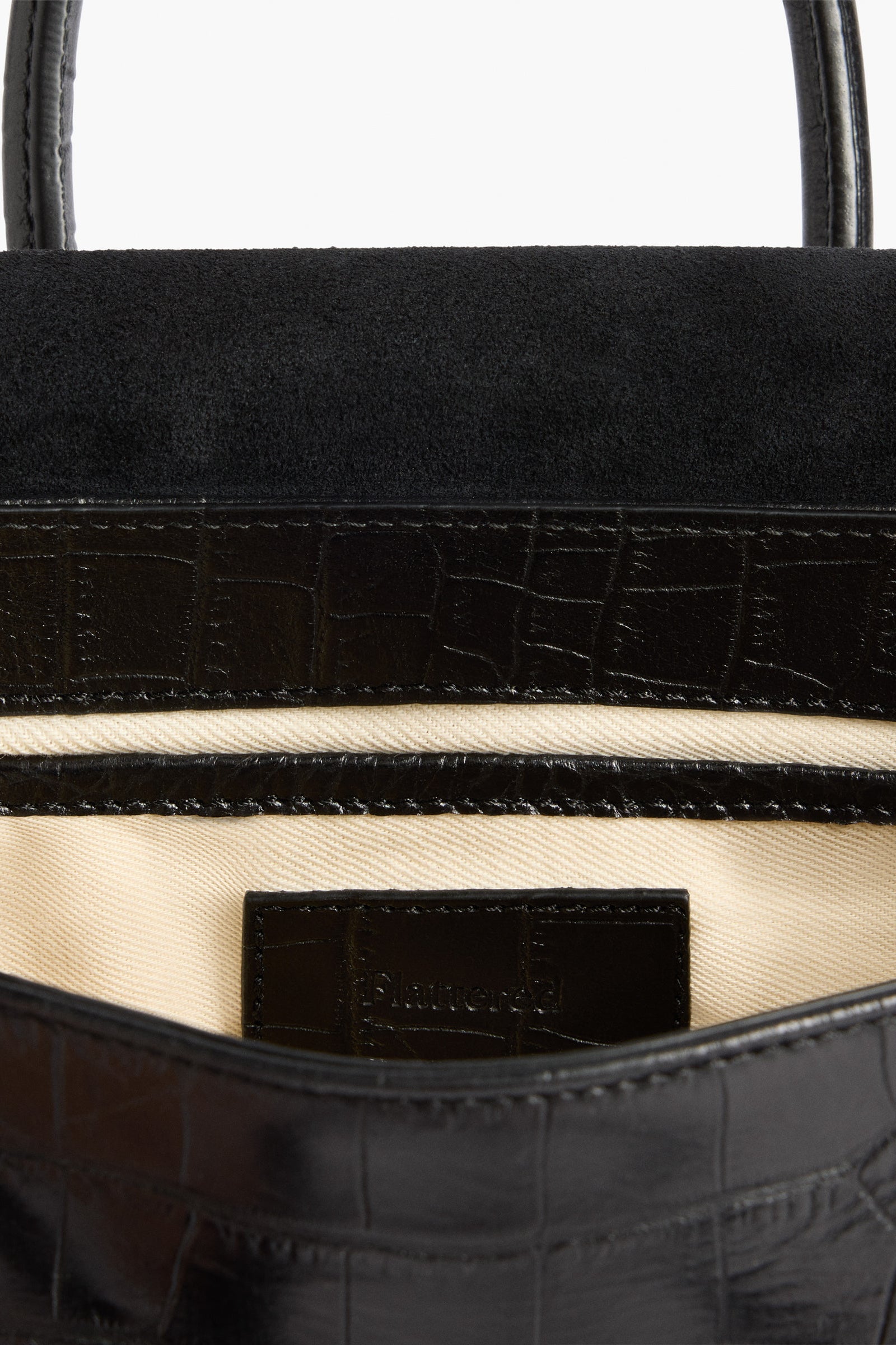 Flattered Black Leather Croco Lydia Mini Bag