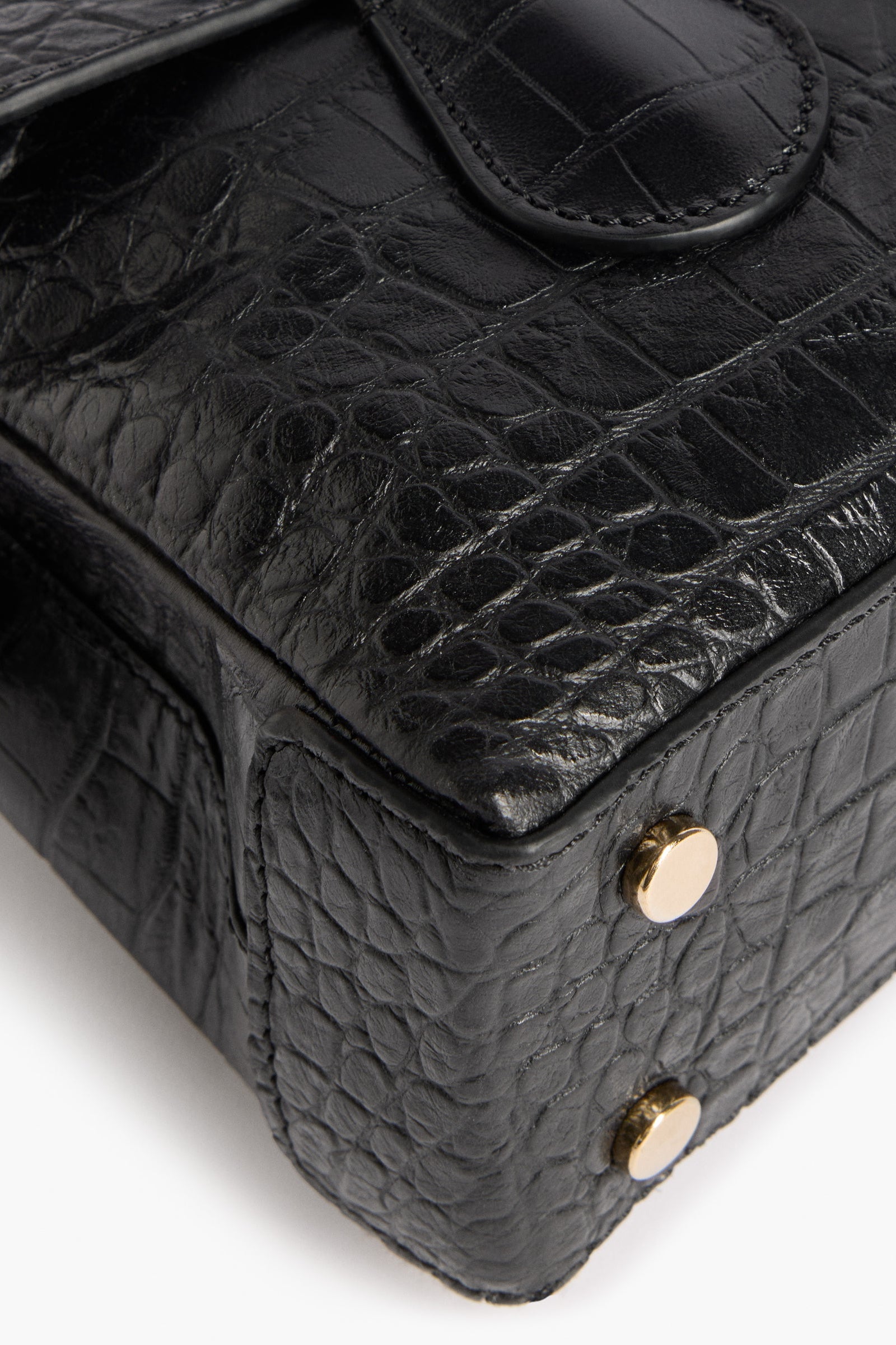 Flattered Black Leather Croco Lydia Mini Bag