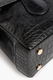 Flattered Black Leather Croco Lydia Mini Bag