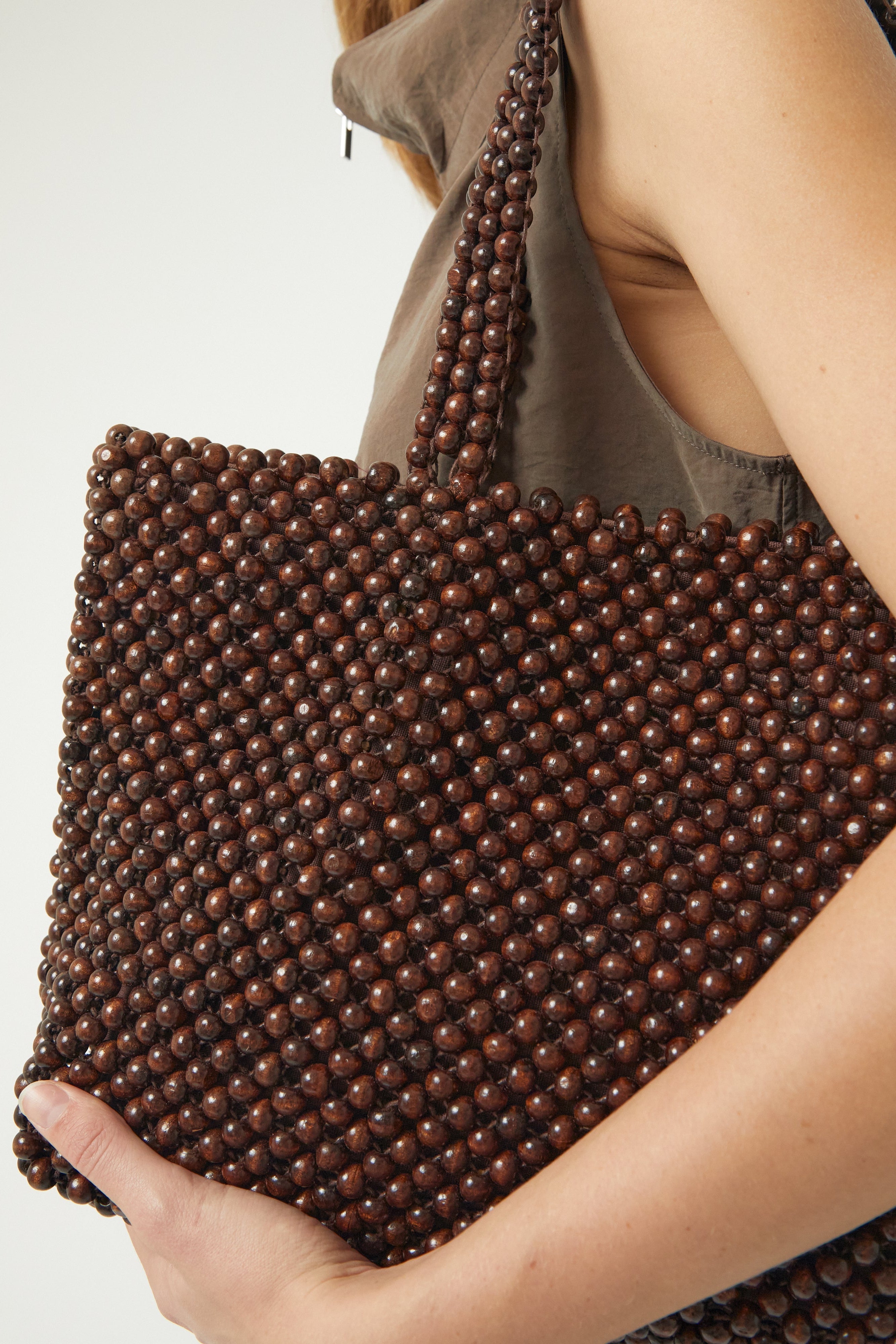 Brie Leon Wooden Bead Madera Tote Bag