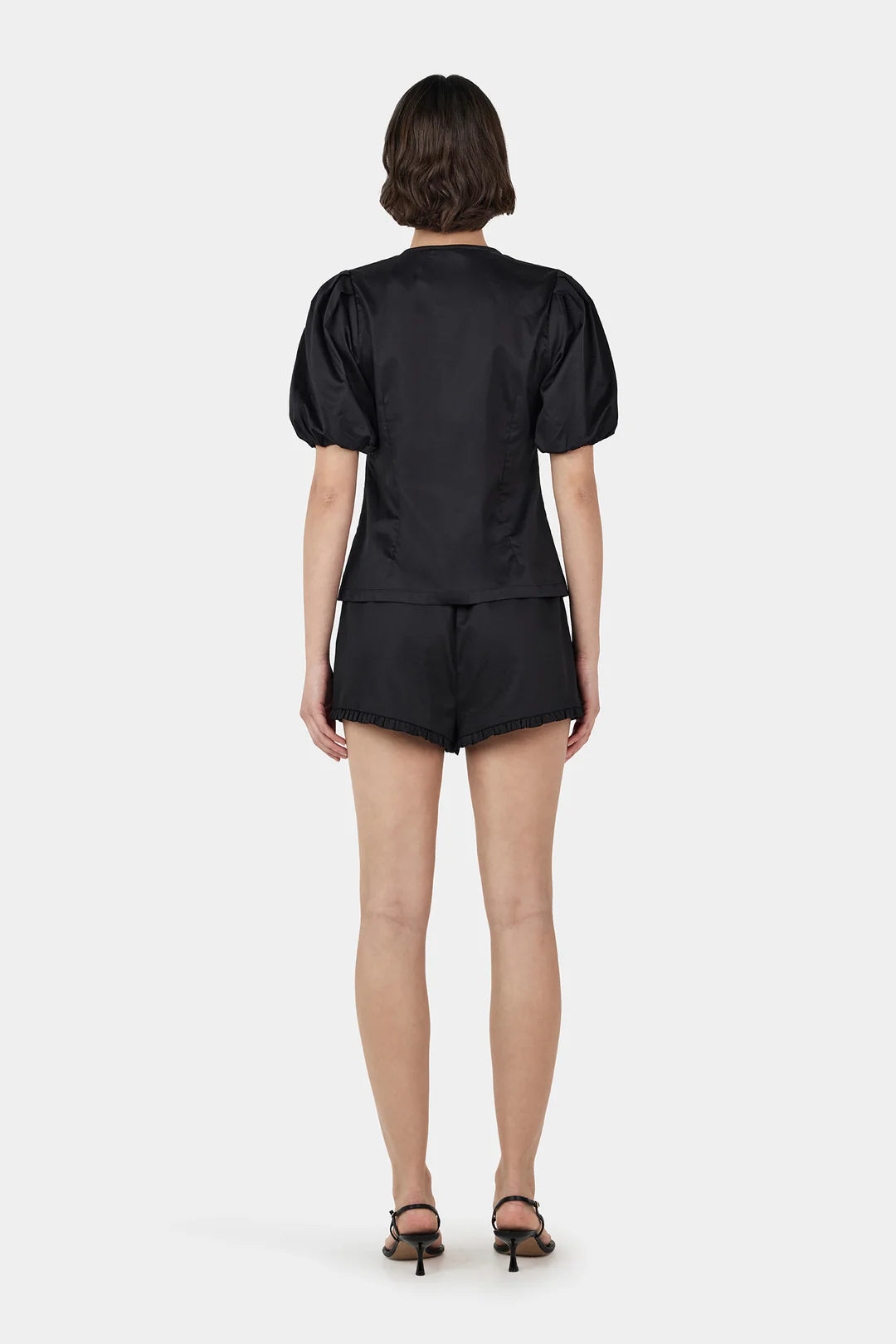 Ownley Black Marielle Cotton Tie Blouse
