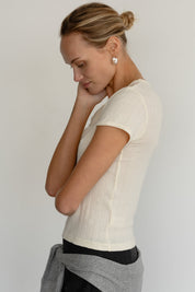 Donni Cream Pointelle Baby Tee