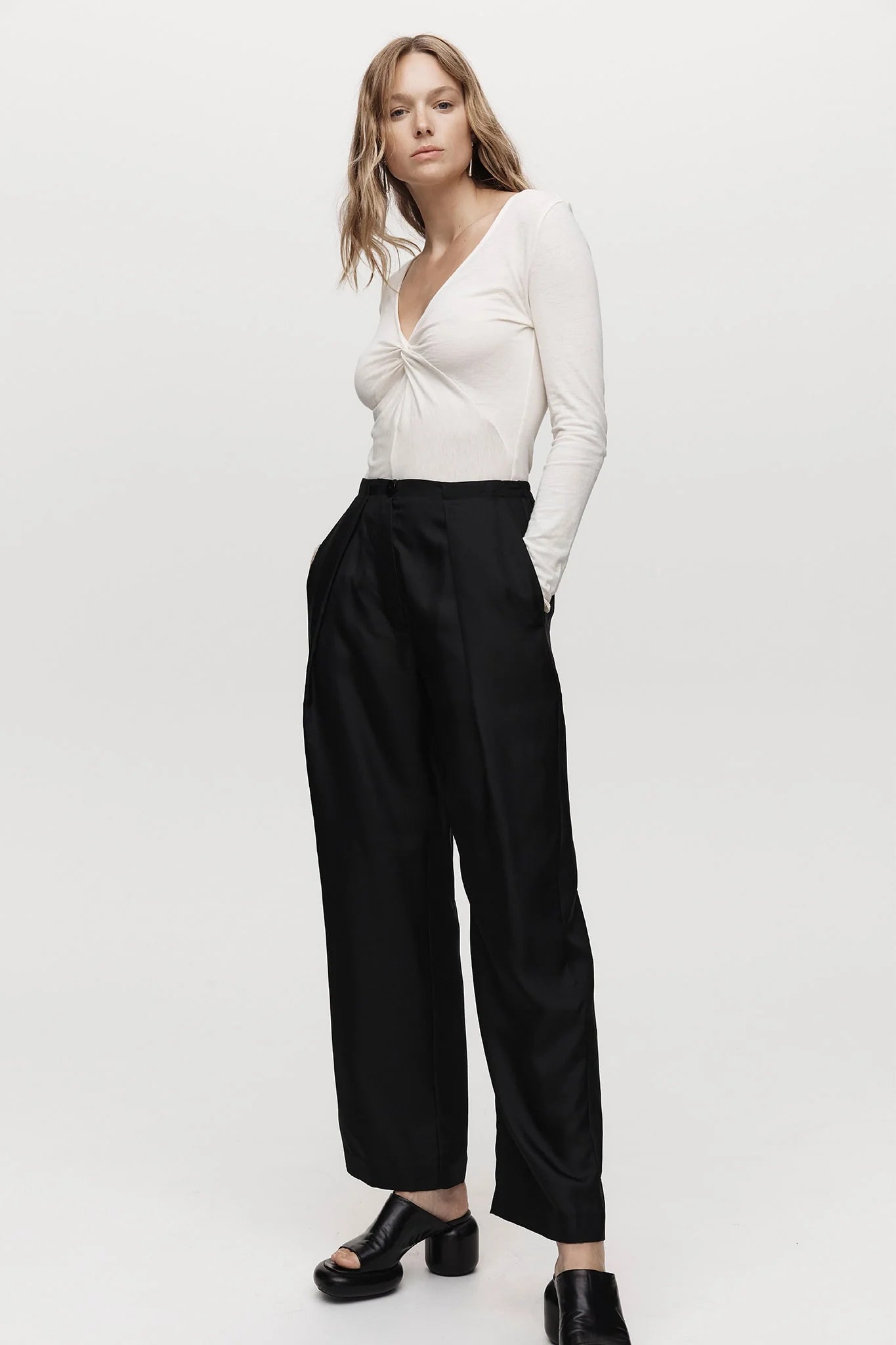 Marle Black Silk Galina Pants