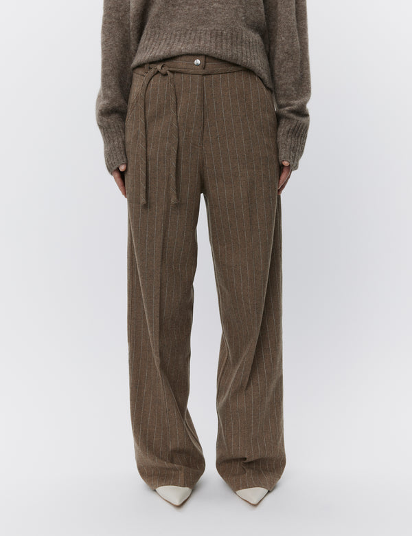 Day Brown Graphic Wool Stripe Trousers