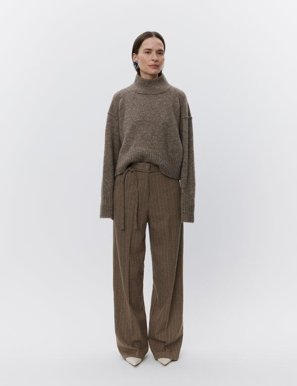 Day Brown Graphic Wool Stripe Trousers