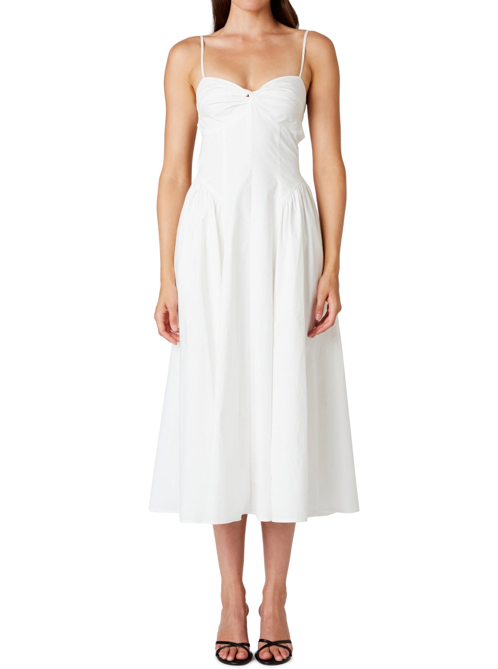 White Cotton Open Back Dress