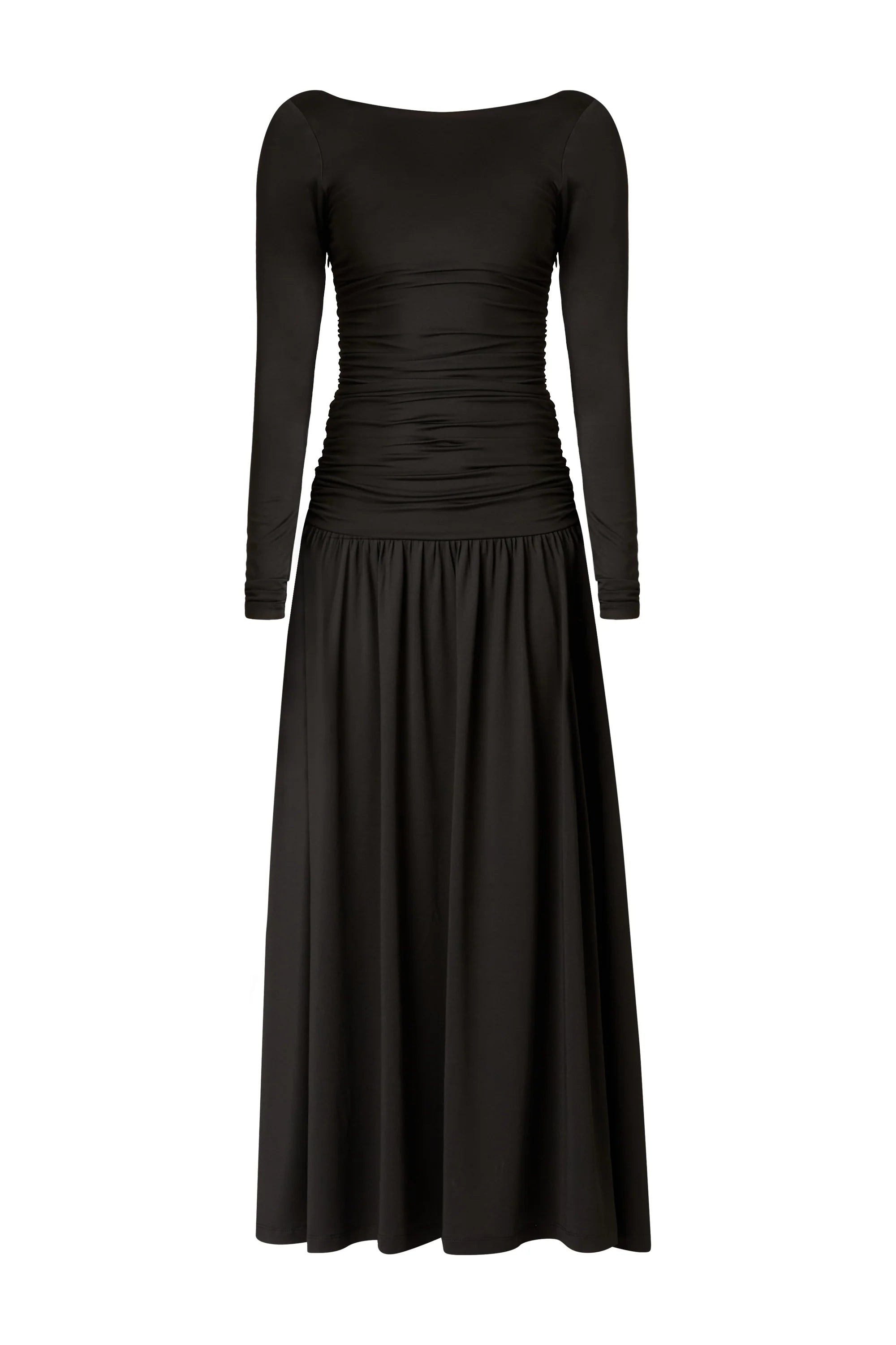 Black Sera Low Back Drop Waist Dress