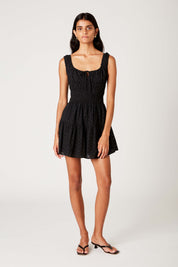 Black Eyelet Cotton Mini Dress
