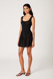 Black Eyelet Cotton Mini Dress