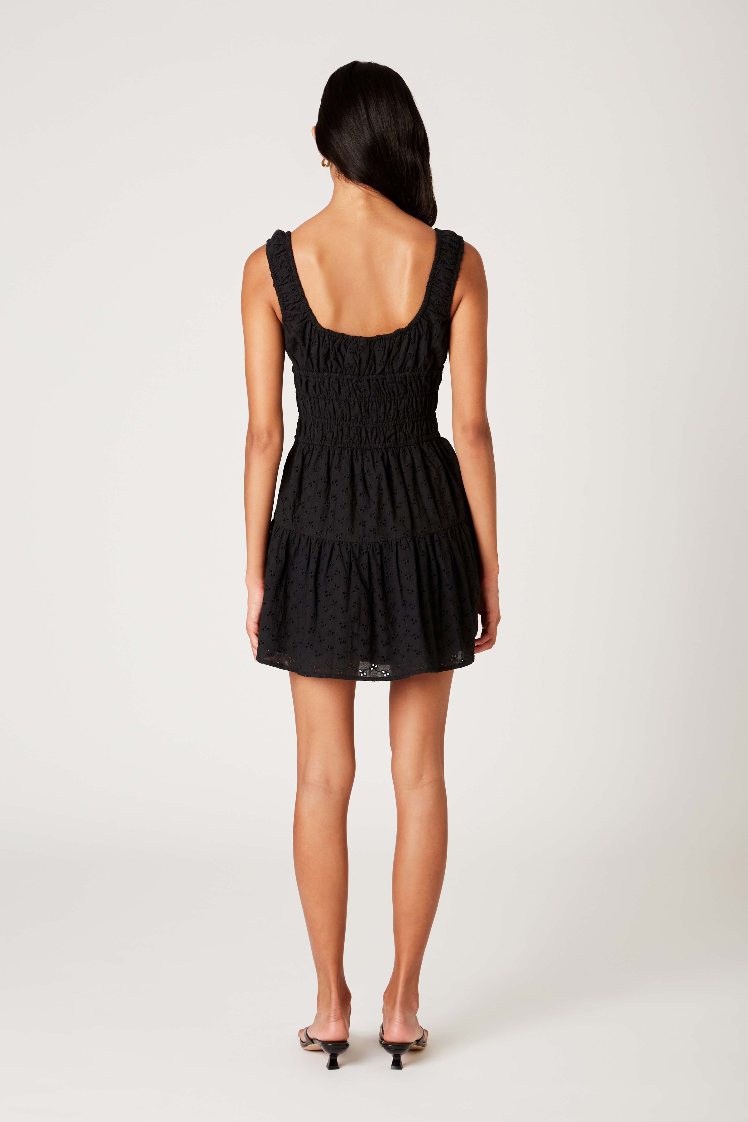 Black Eyelet Cotton Mini Dress