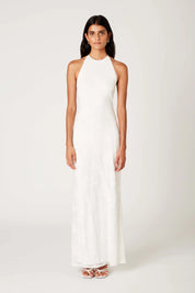White Glen Halter Maxi Dress